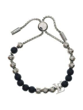 Louis Vuitton Bracelet Monogram Beads LV Silver Black